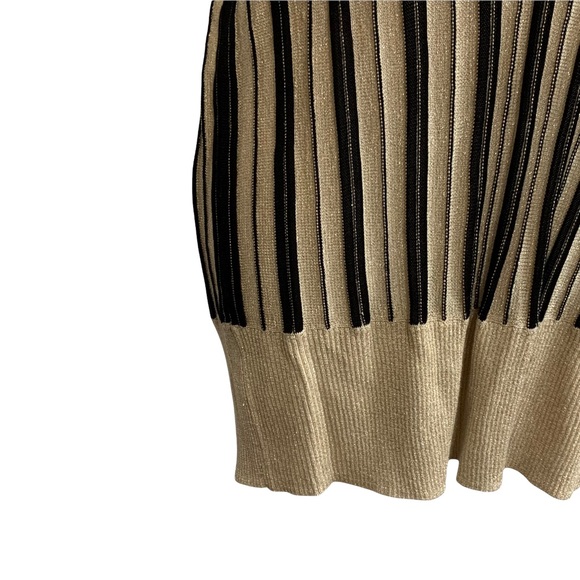 Cache Sparkly Gold Black Stripe Sweater Sleeveless Sexy Open Lattice Back - Picture 4 of 7